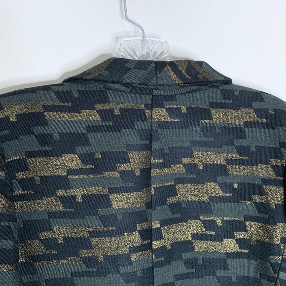 Smythe Anytime Blazer (Sz 6) Camo Jacquard Metallic Green Black Gold - Picture 15 of 16